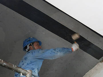 Slab crack repair with carbon fiber fabric